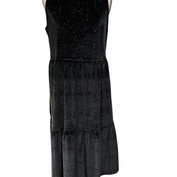J.Crew Shimmer Velvet Sleeveless Midi Dress Black Size 12 - Picture 5 of 5